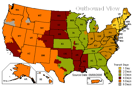 UPS Outbound Map from 02458